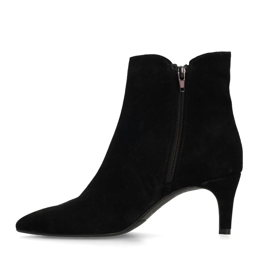 Schwarze Veloursleder-Stiefeletten mit Absatz
