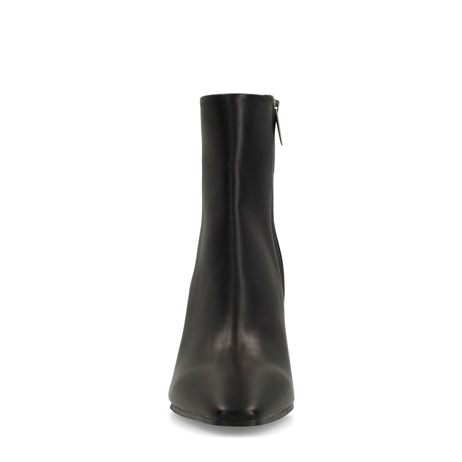 Schwarze Lederstiefeletten mit Absatz