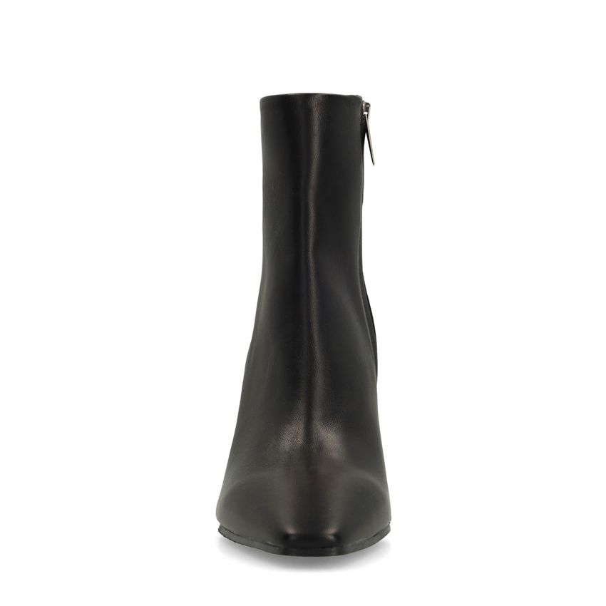 Schwarze Lederstiefeletten mit Absatz