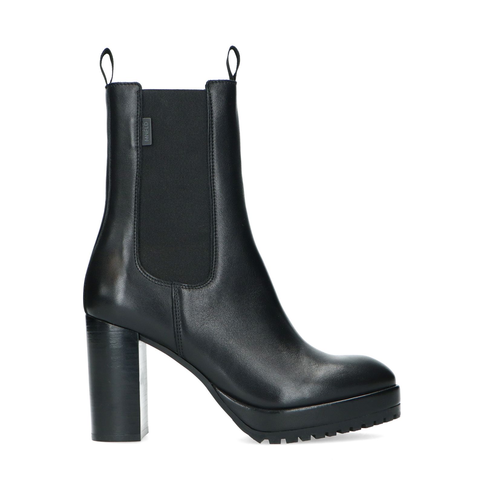 Zwarte leren chelsea boots met hoge hak