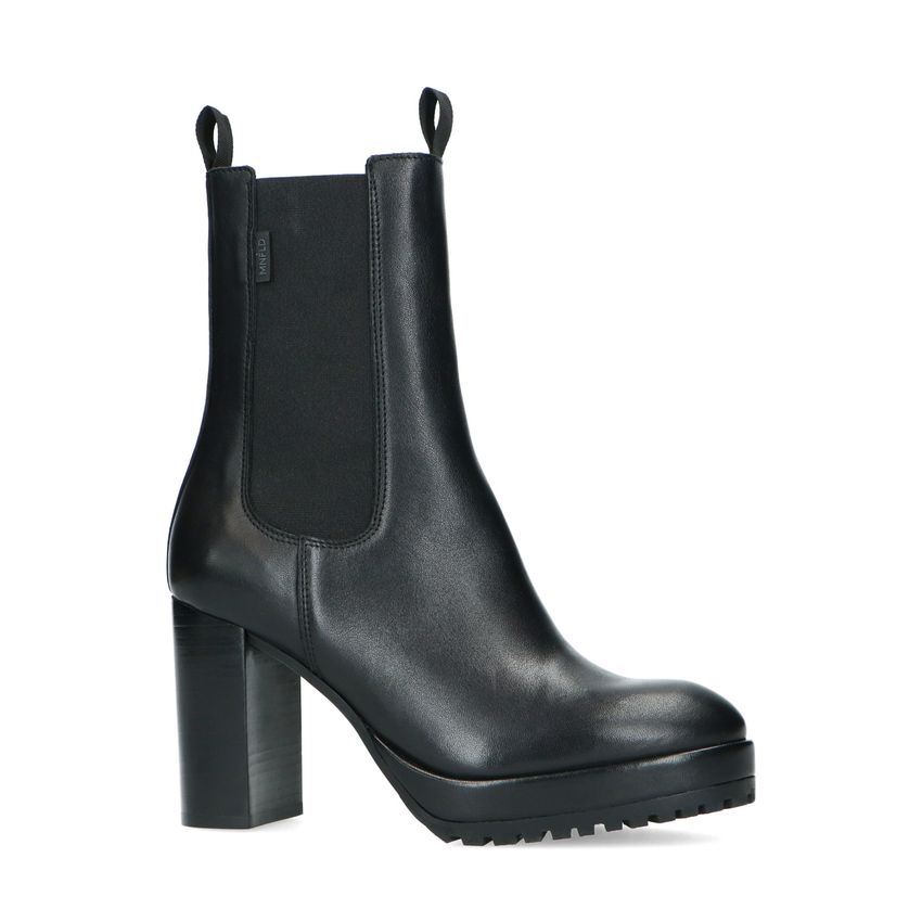 Zwarte leren chelsea boots met hoge hak