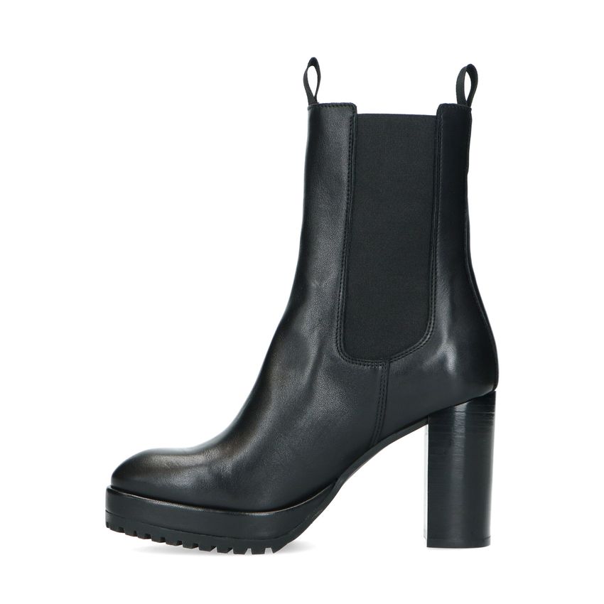 Zwarte leren chelsea boots met hoge hak