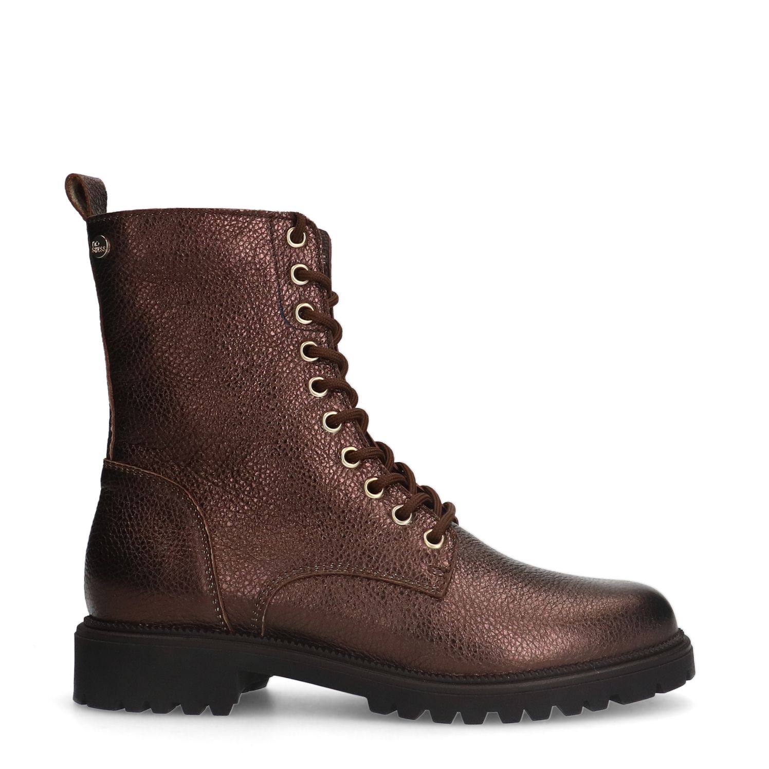 Bronzefarbene Lederschnürstiefeletten