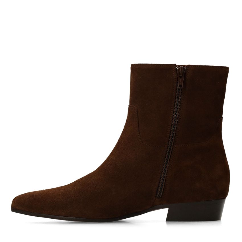 Braune Veloursleder-Stiefeletten