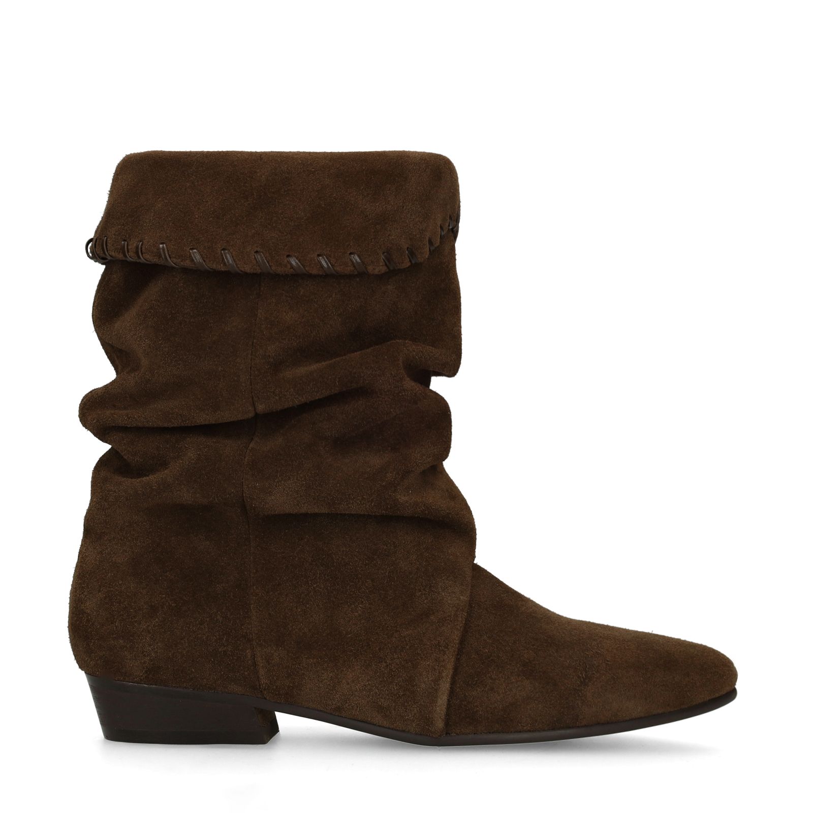 Dunkelbraune Veloursleder-Stiefeletten