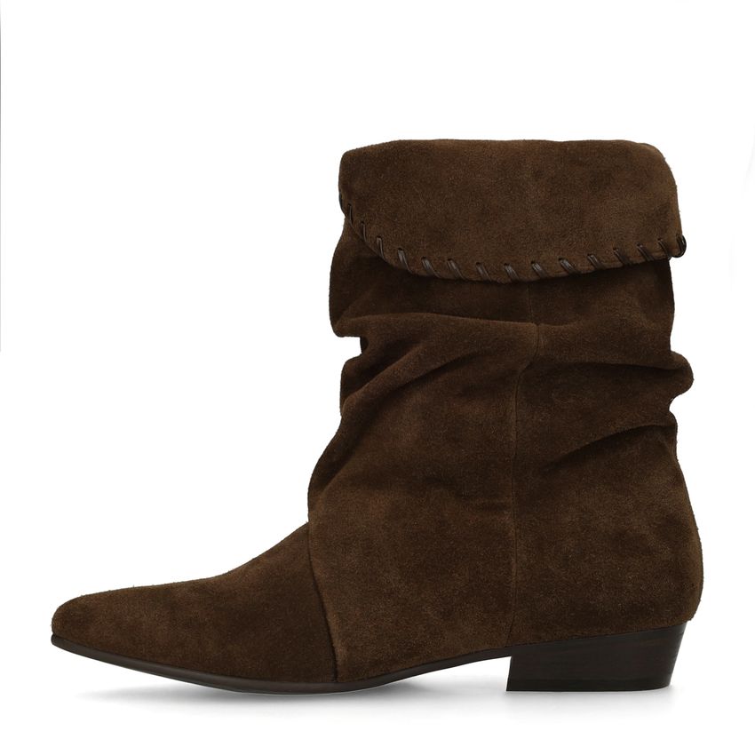 Donkerbruine suède slouchy enkellaarsjes