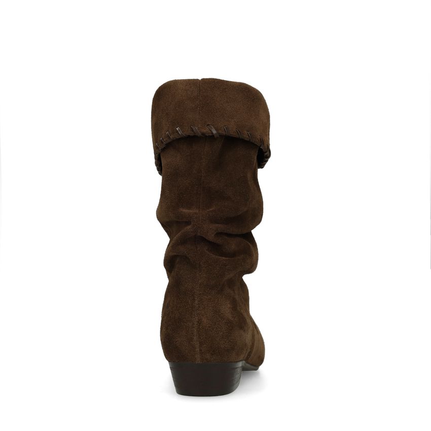 Donkerbruine suède slouchy enkellaarsjes