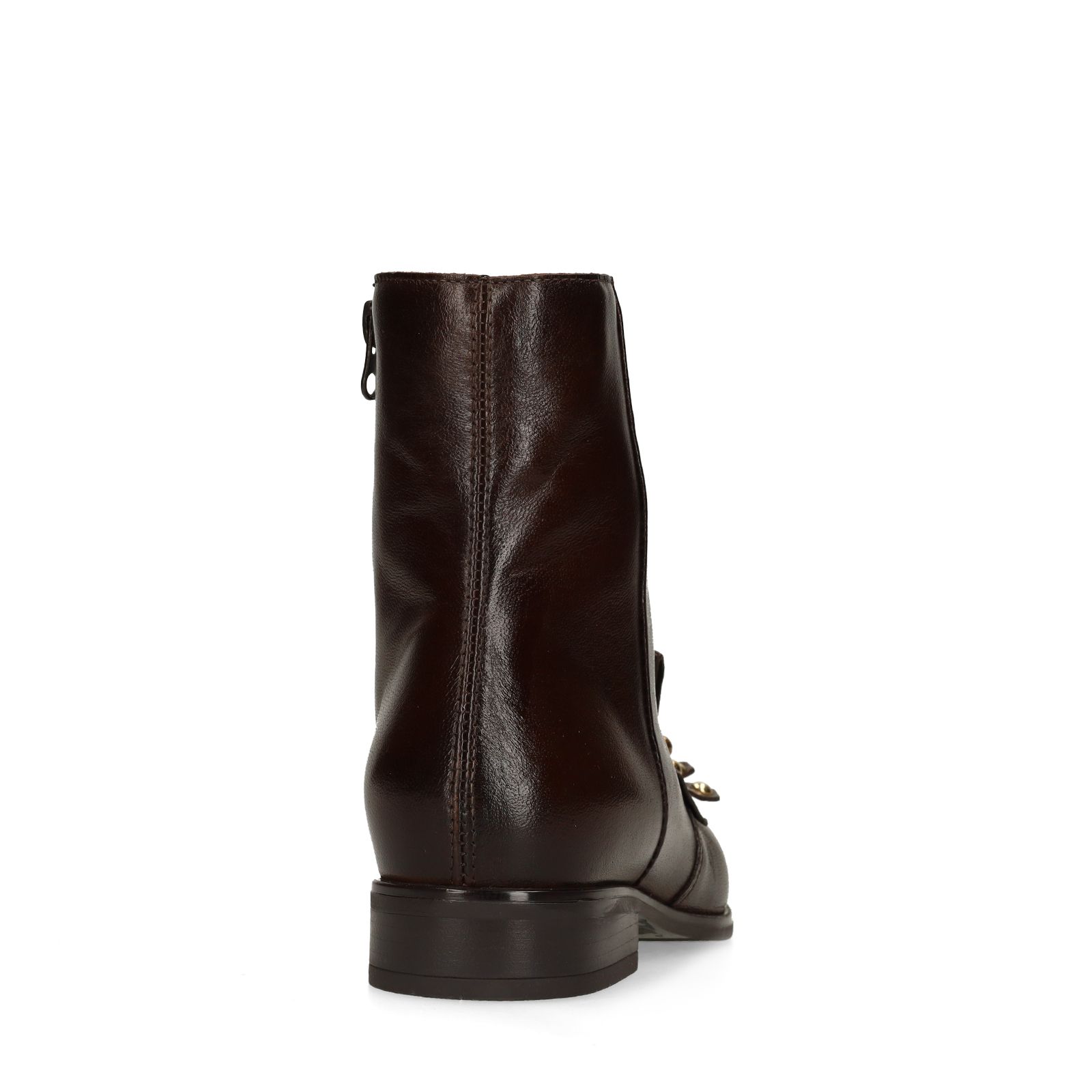 Braune Lederstiefeletten mit Nieten