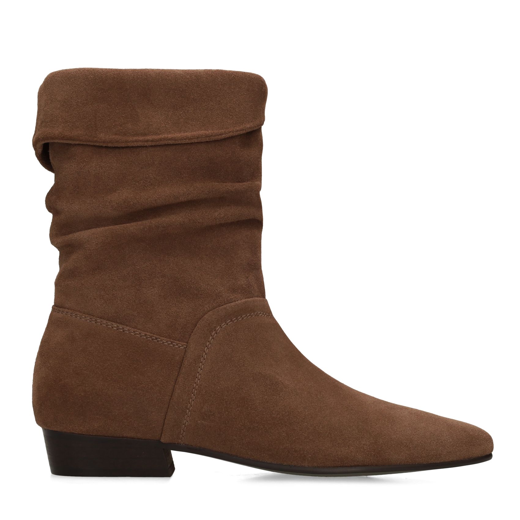 Braune Veloursleder-Stiefeletten mit Umschlag