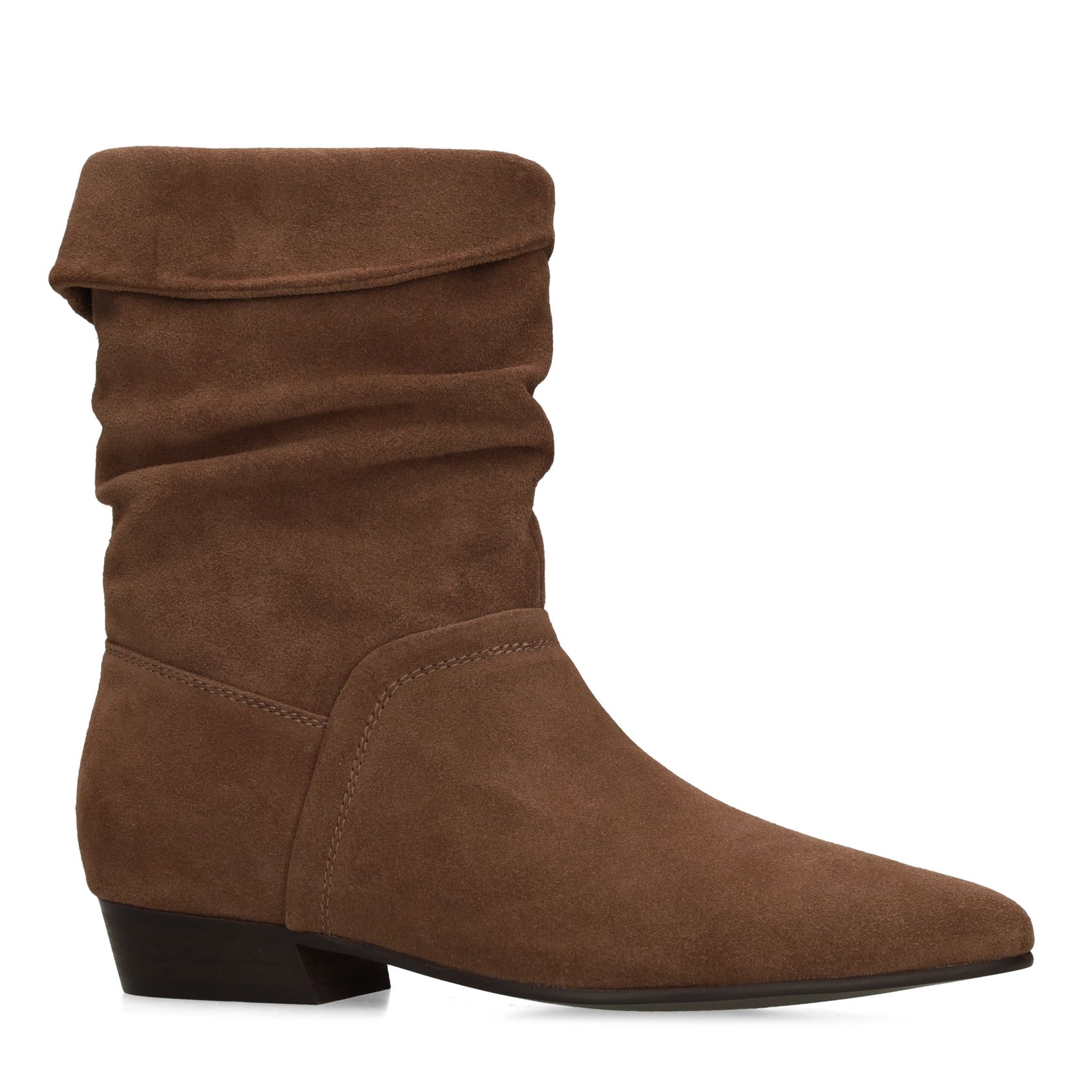 Braune Veloursleder-Stiefeletten mit Umschlag