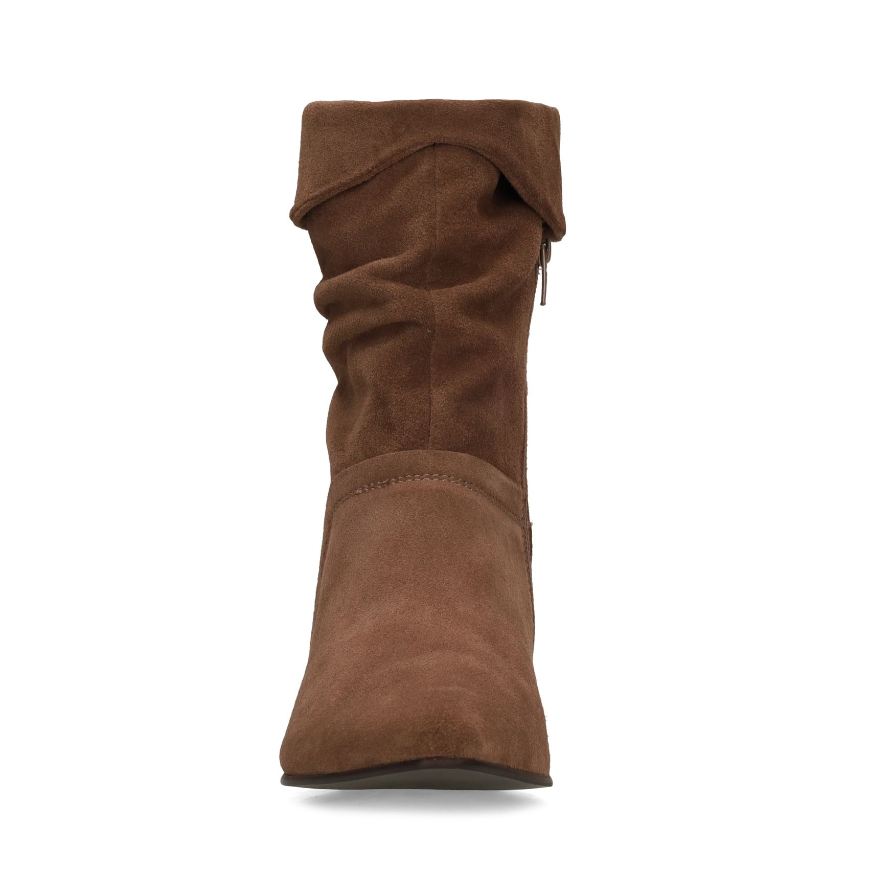 Braune Veloursleder-Stiefeletten mit Umschlag