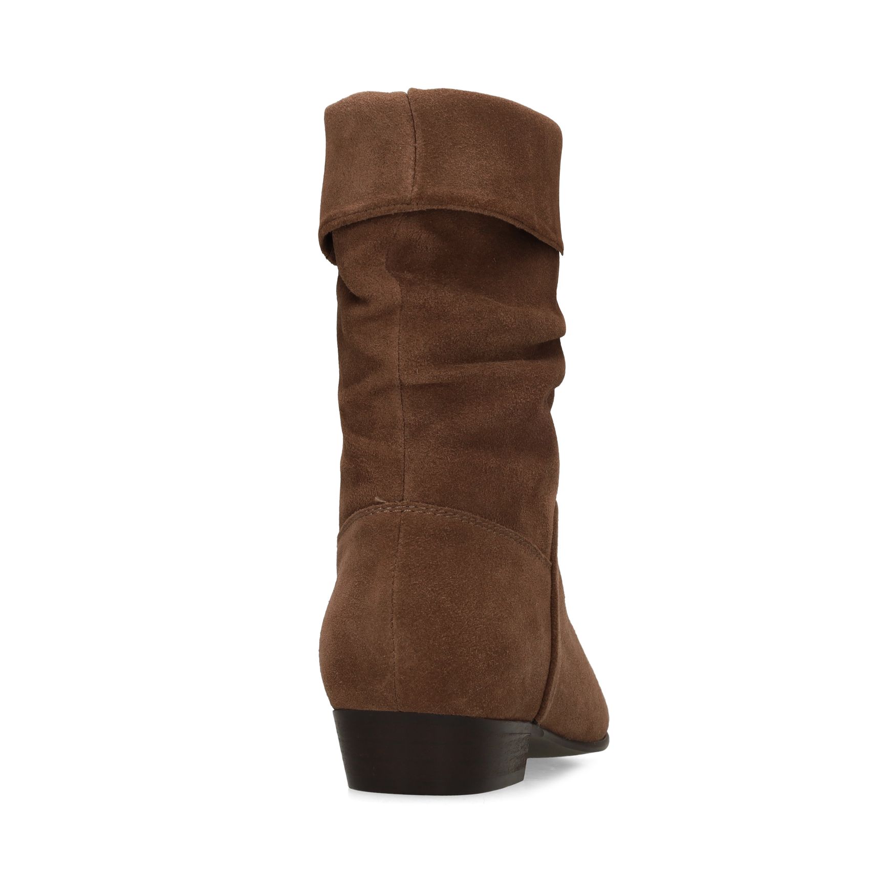 Braune Veloursleder-Stiefeletten mit Umschlag