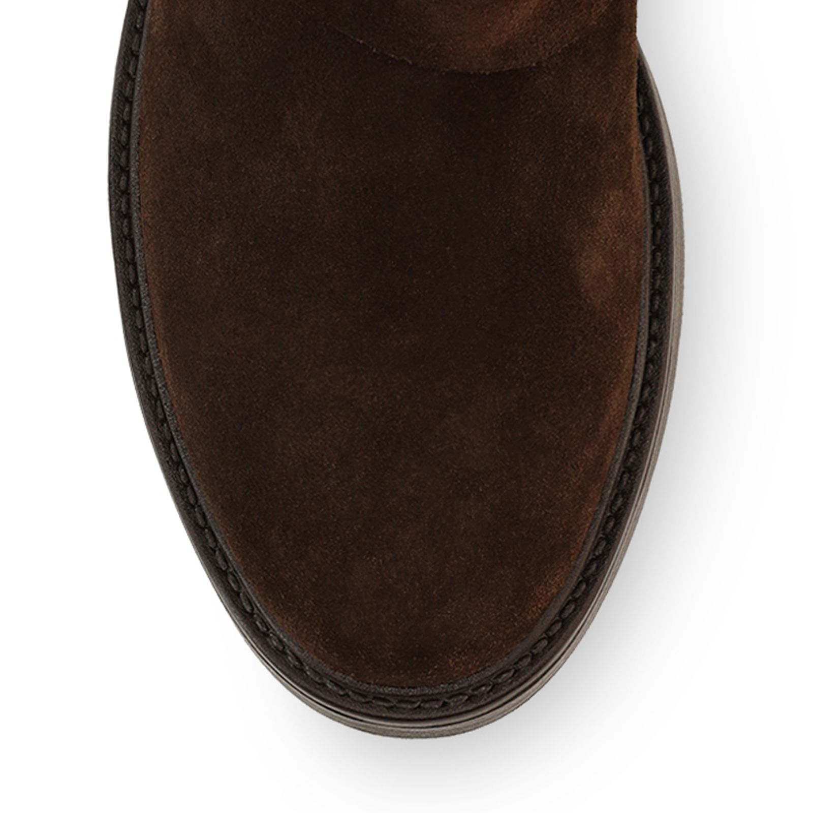Dunkelbraune Veloursleder-Stiefel mit Schnalle