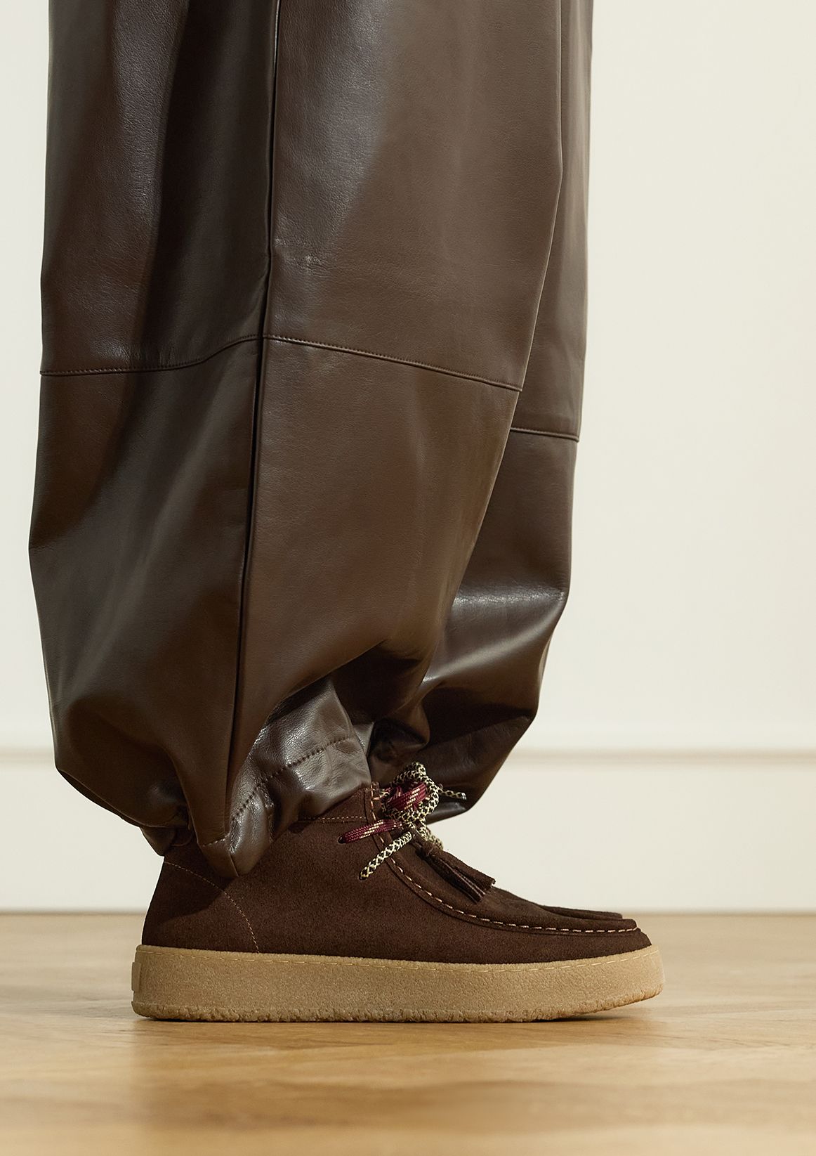 Bruine suède hoge bootschoenen met franjes