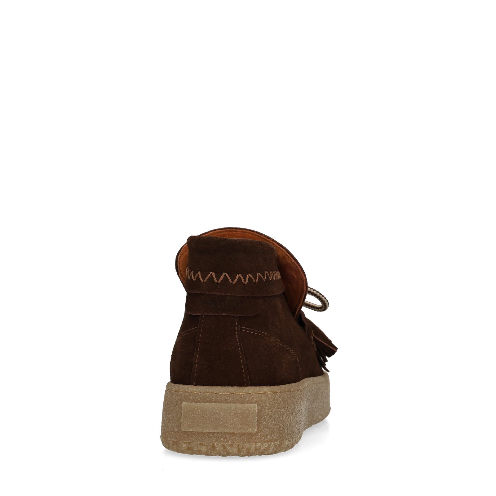 Dunkelbraune Velourslederboots mit Fransen