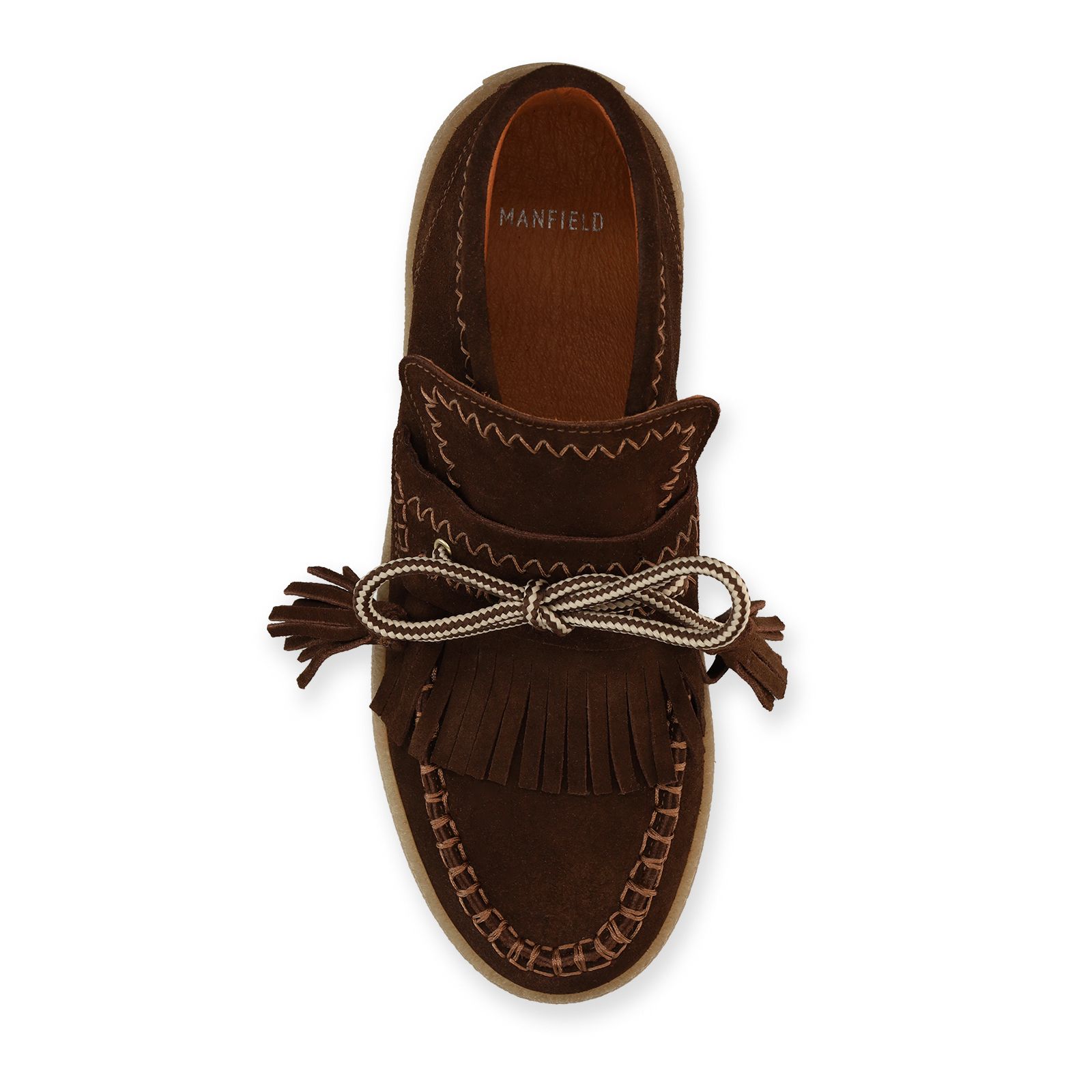 Dunkelbraune Velourslederboots mit Fransen
