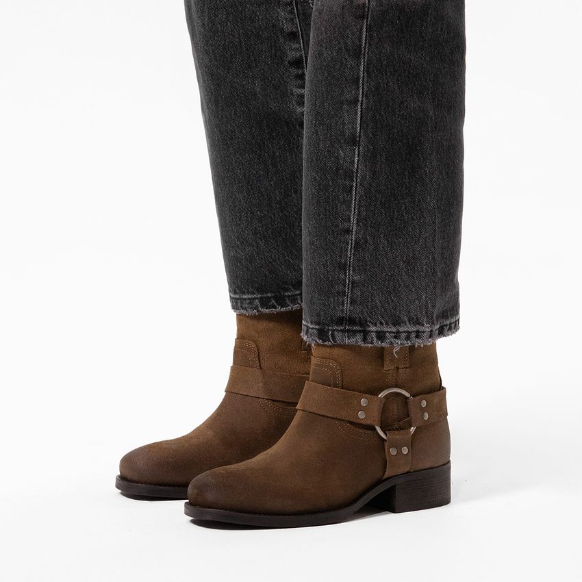 Bruine suède biker boots