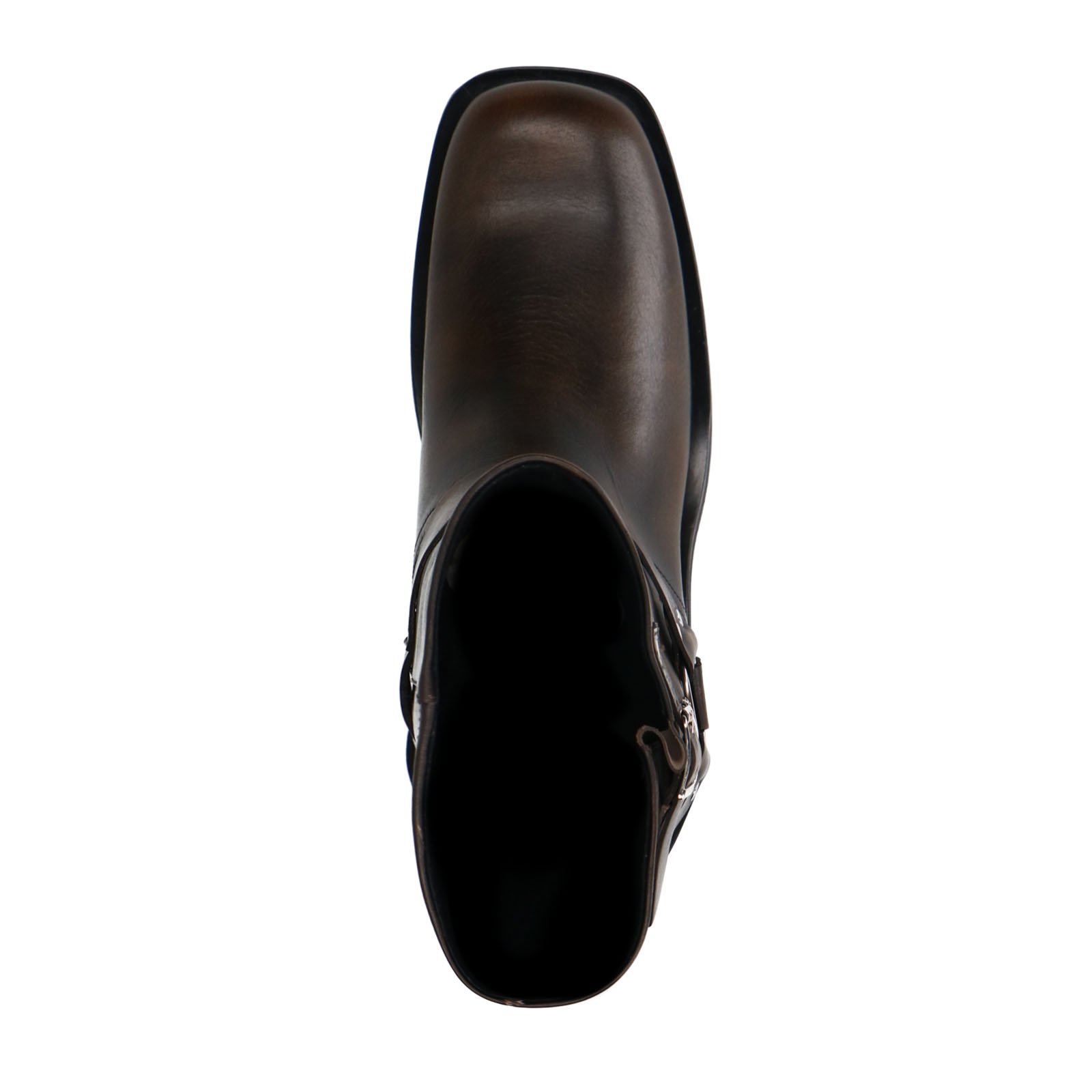 Braune Biker Boots aus Leder mit silberfarbenen Schnallen | Biker 