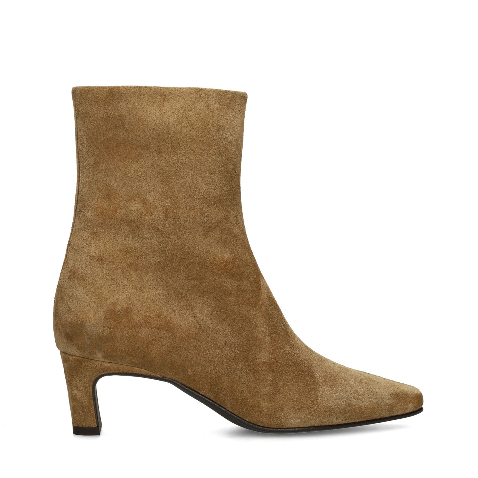 Braune Veloursleder-Stiefeletten mit Absatz