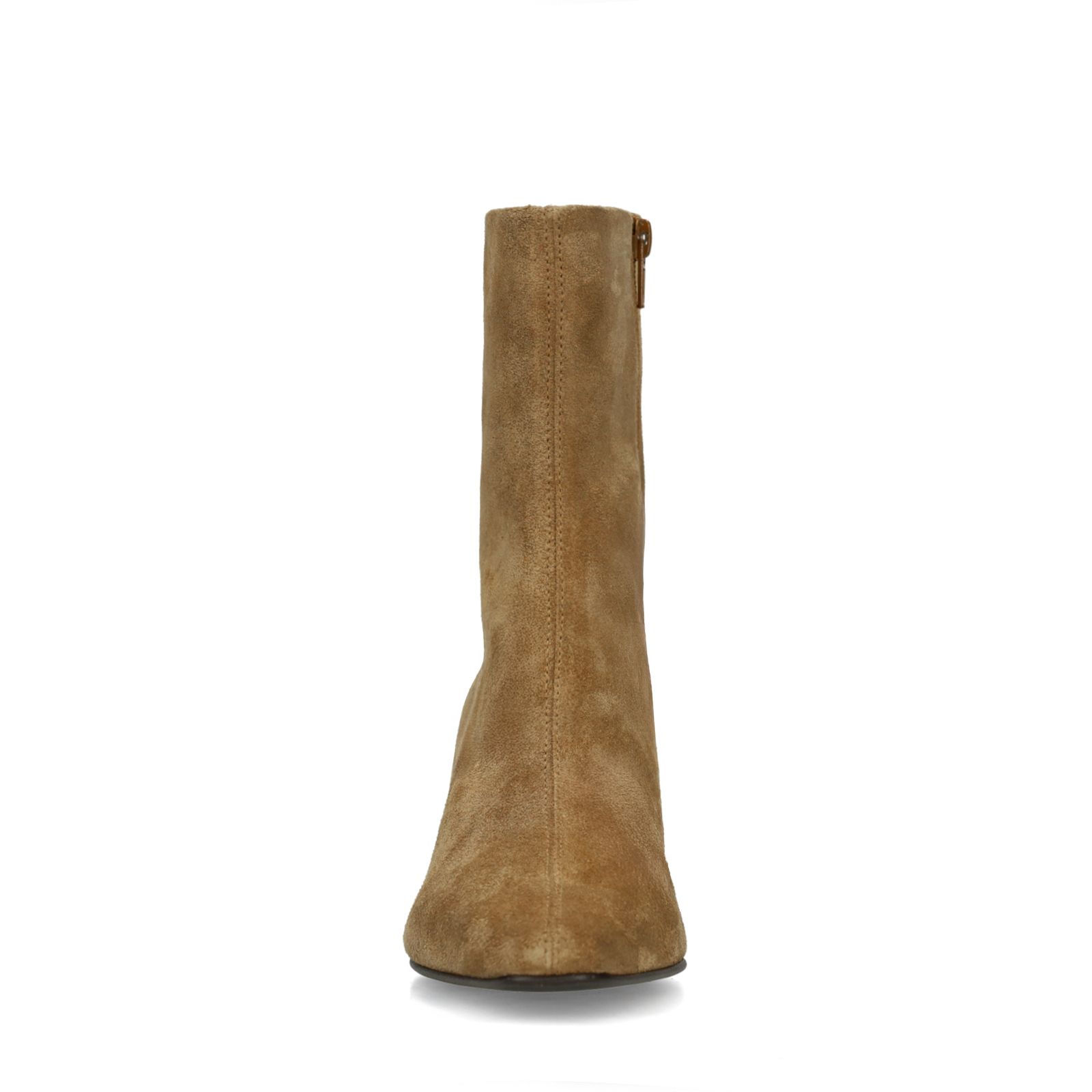 Braune Veloursleder-Stiefeletten mit Absatz
