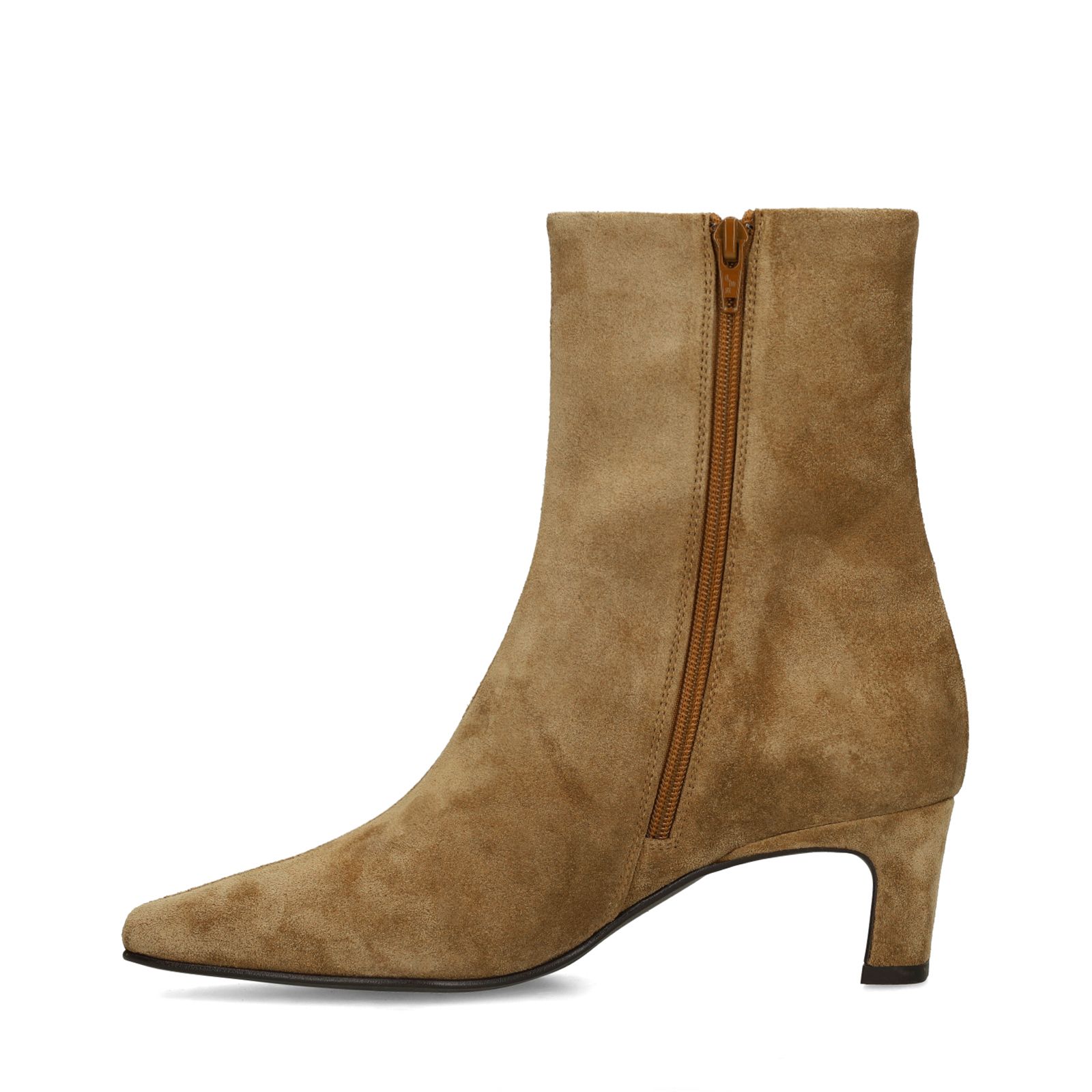 Braune Veloursleder-Stiefeletten mit Absatz