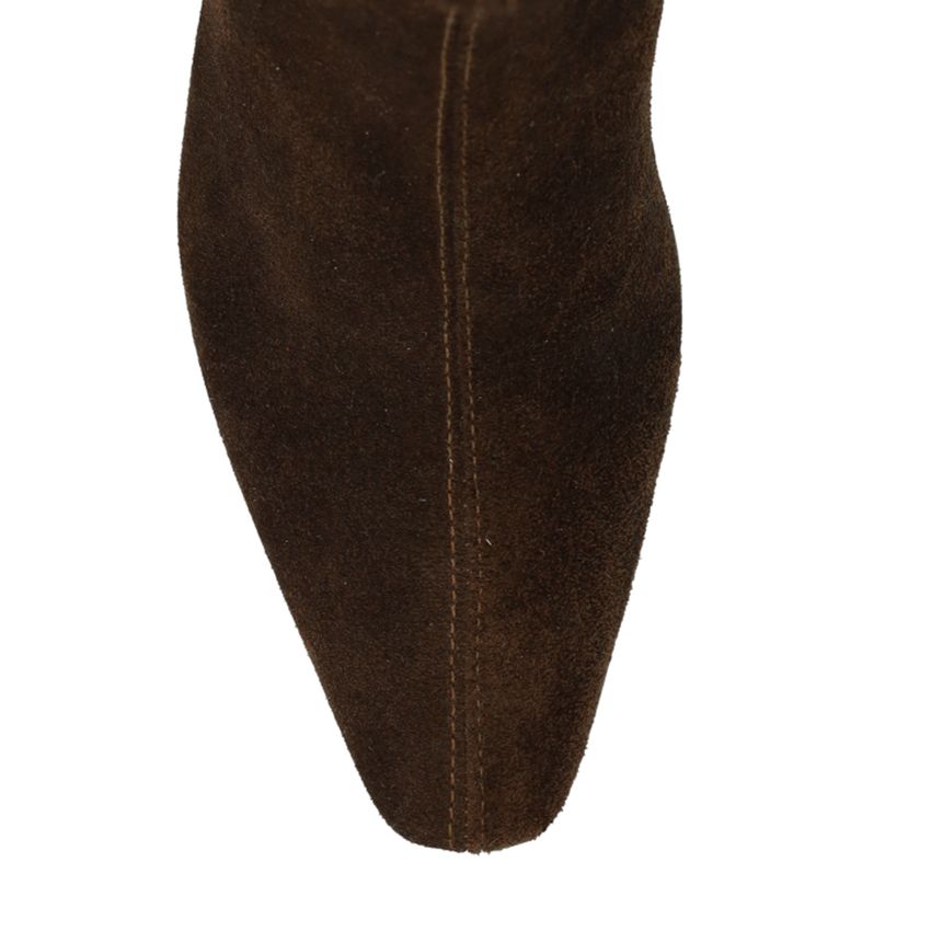 Braune Lederstiefeletten mit Absatz