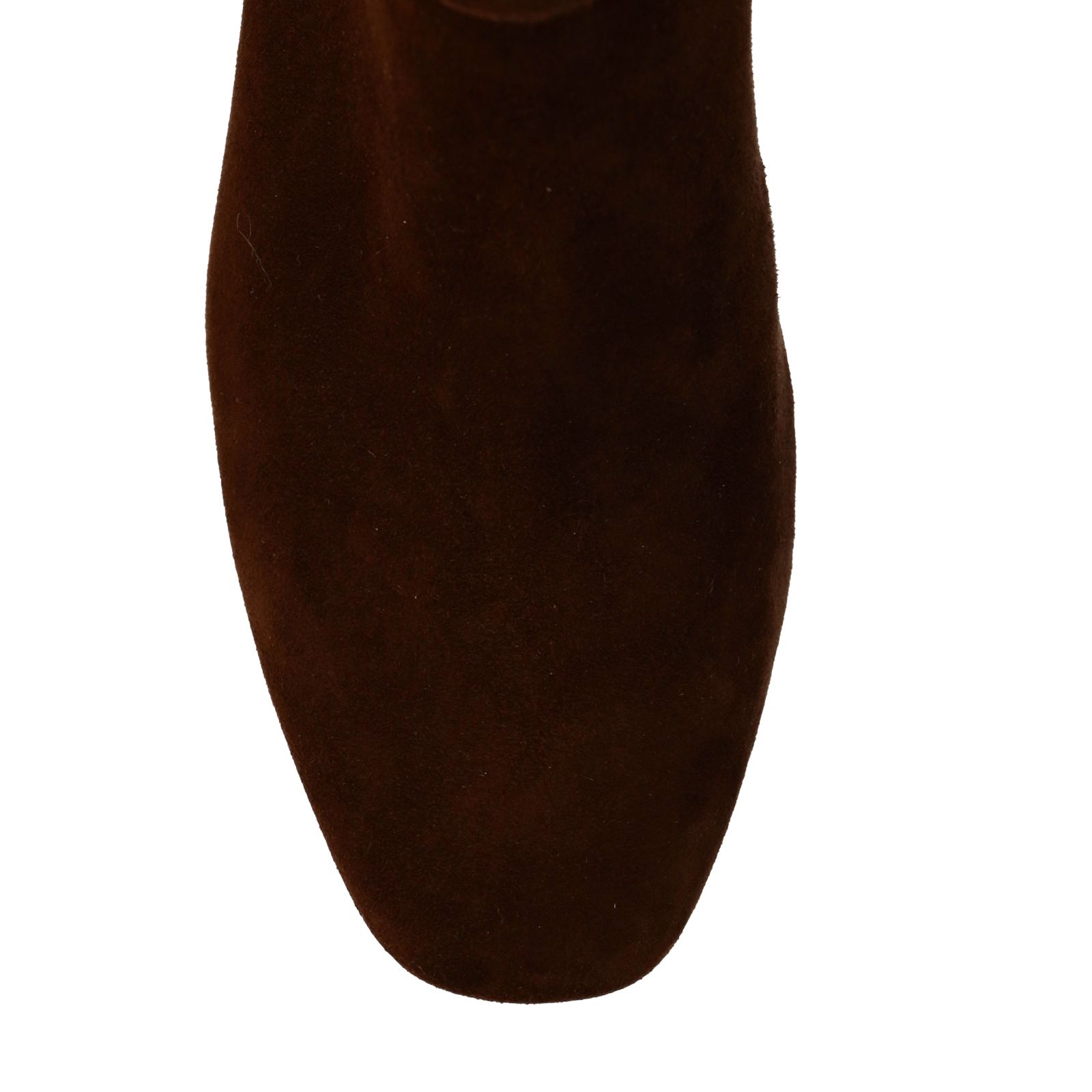 Beigefarbene Veloursleder-Stiefeletten mit Absatz