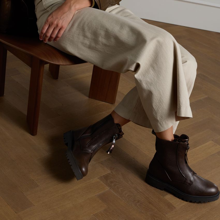 Dunkelbraune Lederstiefeletten