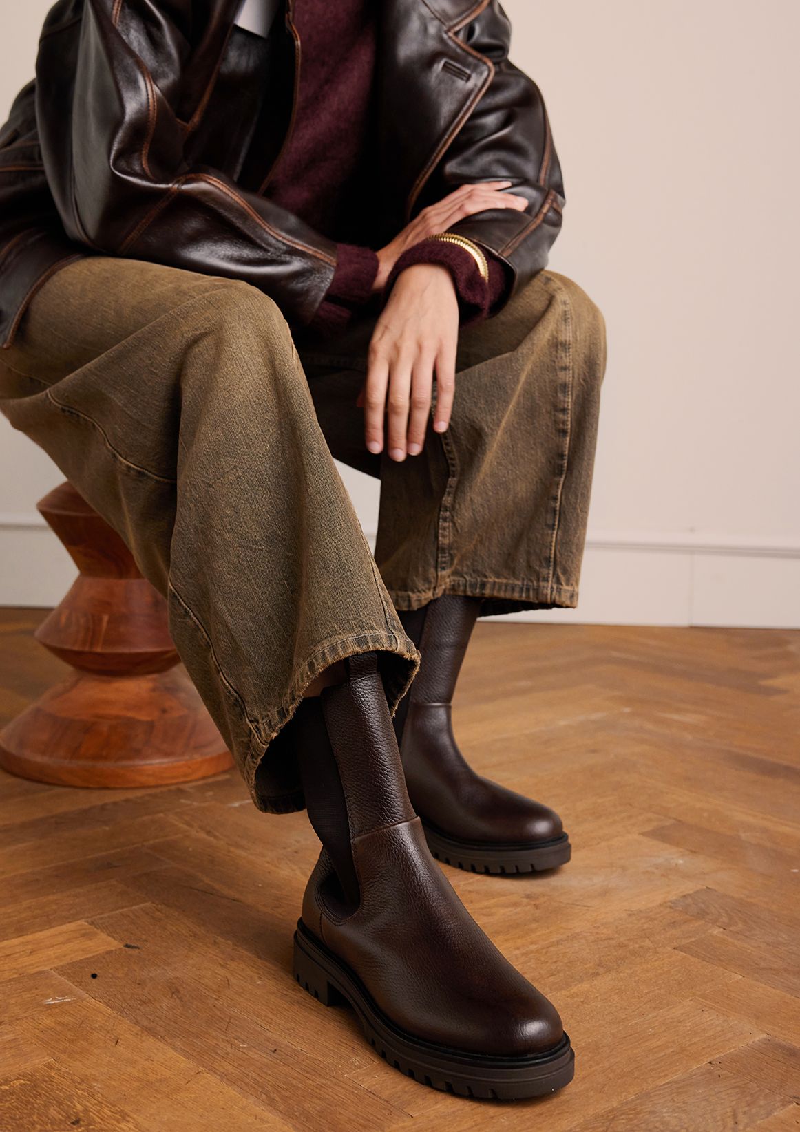 Bruine leren chelsea boots