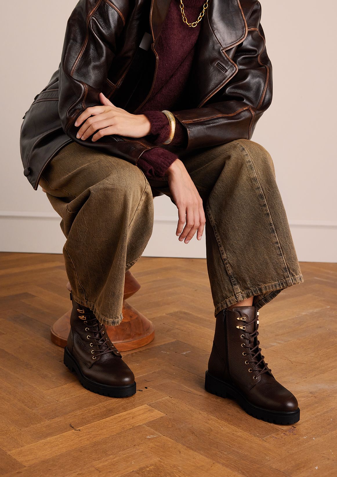 Braune Lederschnürboots