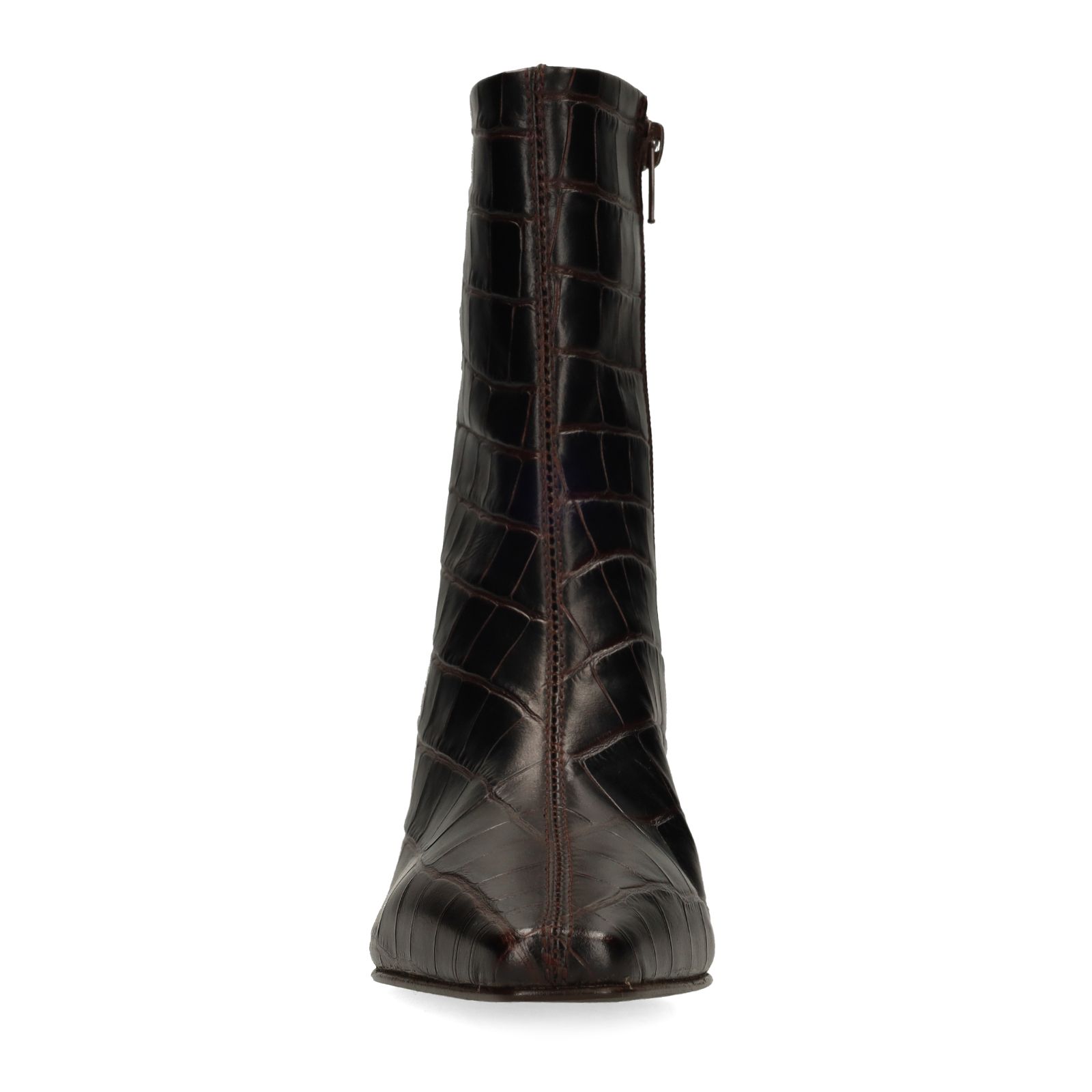 Dunkelbraune Lederstiefeletten mit Absatz