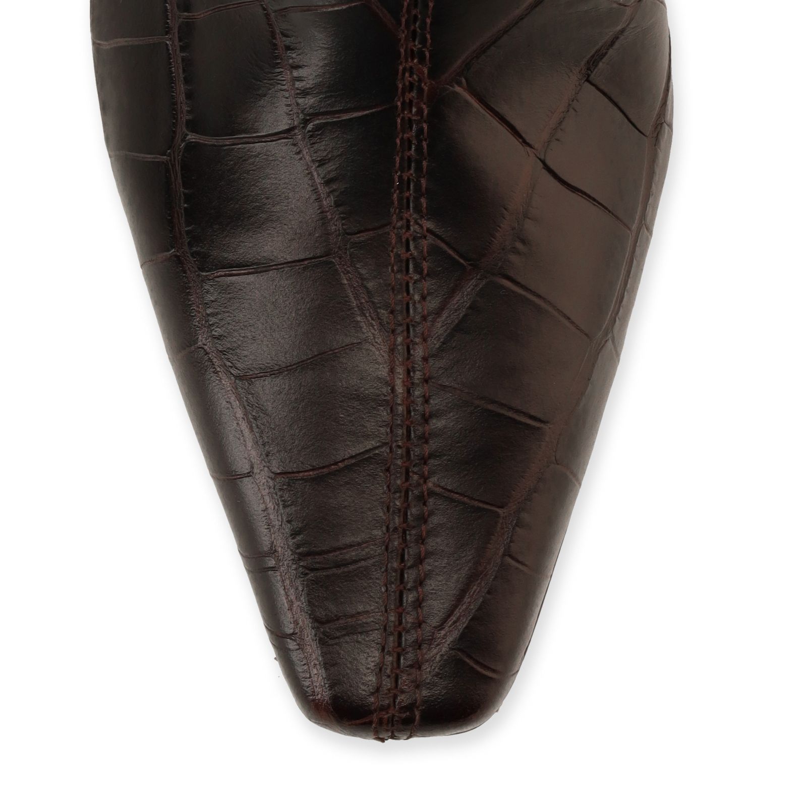 Dunkelbraune Lederstiefeletten mit Absatz