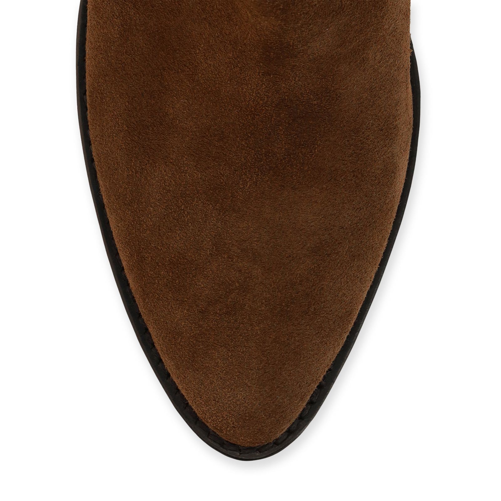 Braune Veloursleder-Stiefeletten mit Glattleder-Umschlag