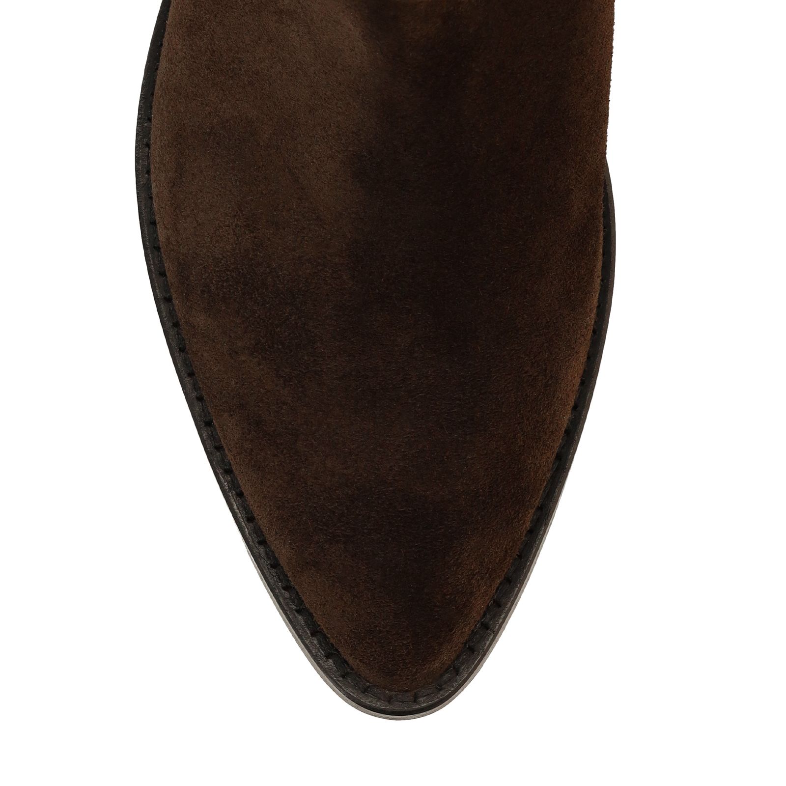 Dunkelbraune Veloursleder-Stiefeletten mit Glattleder-Umschlag