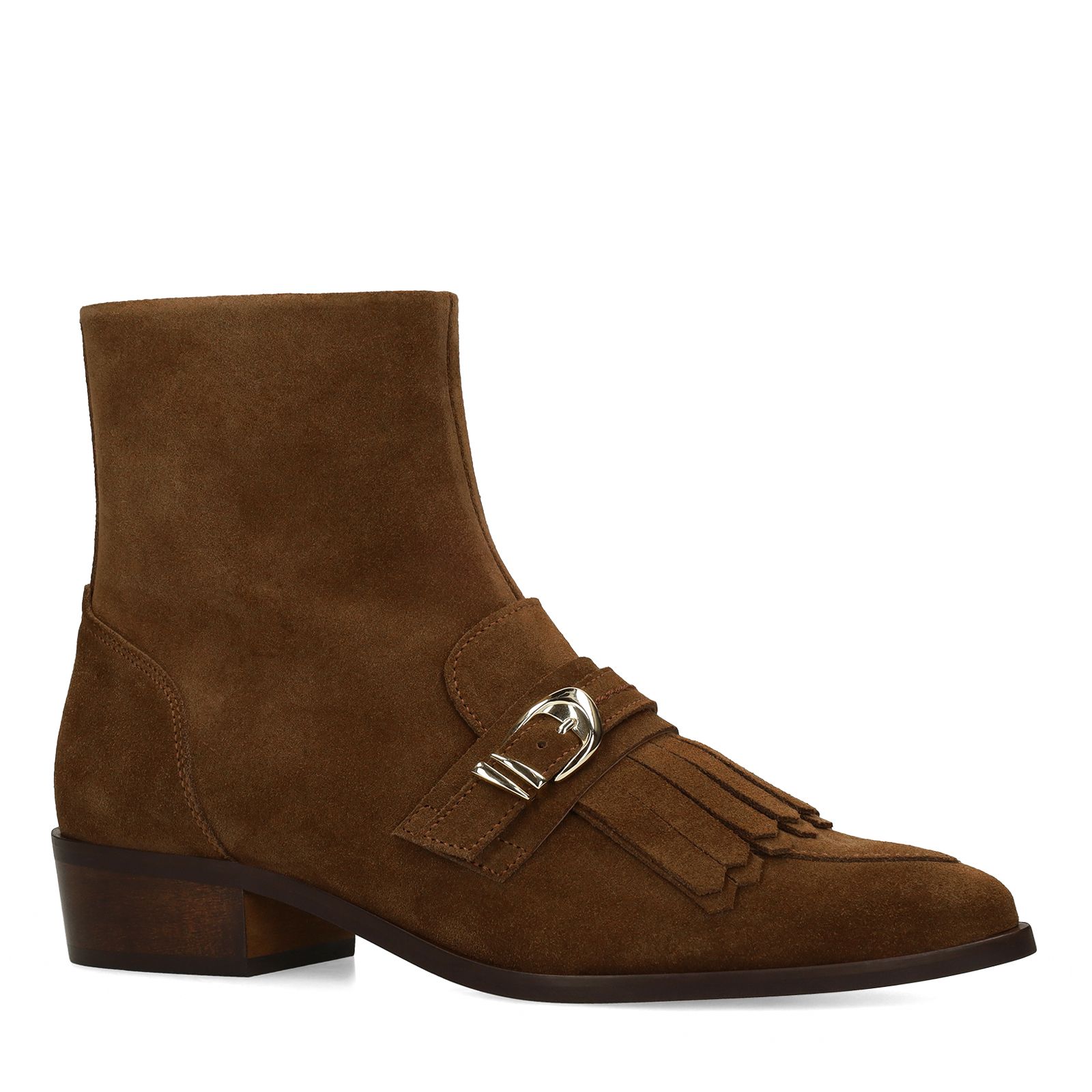 Braune Veloursleder-Stiefeletten mit Absatz