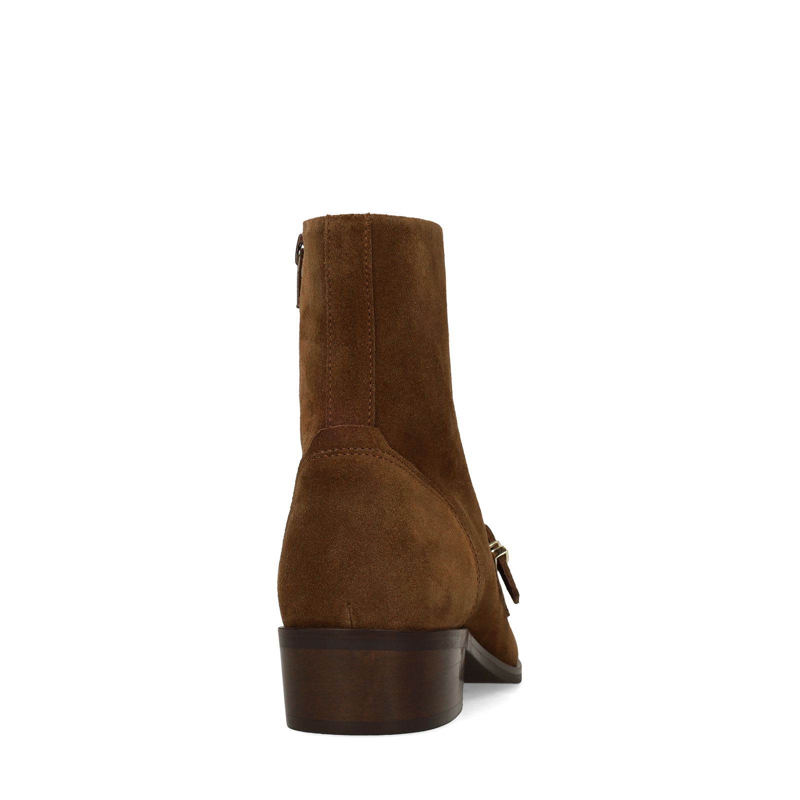 Braune Veloursleder-Stiefeletten mit Absatz