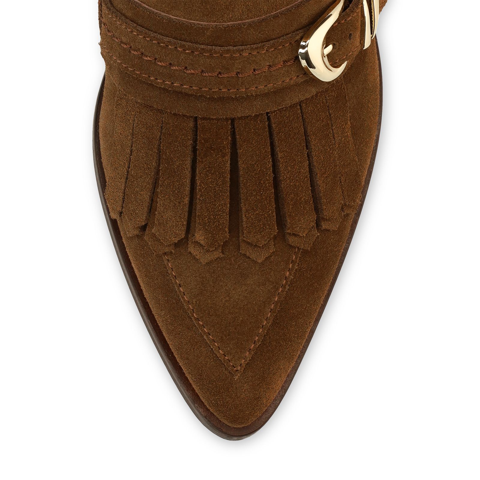 Braune Veloursleder-Stiefeletten mit Absatz