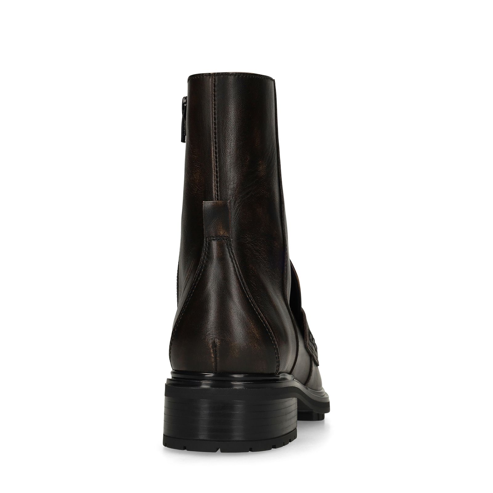 Dunkelbraune Lederstiefeletten mit Quasten