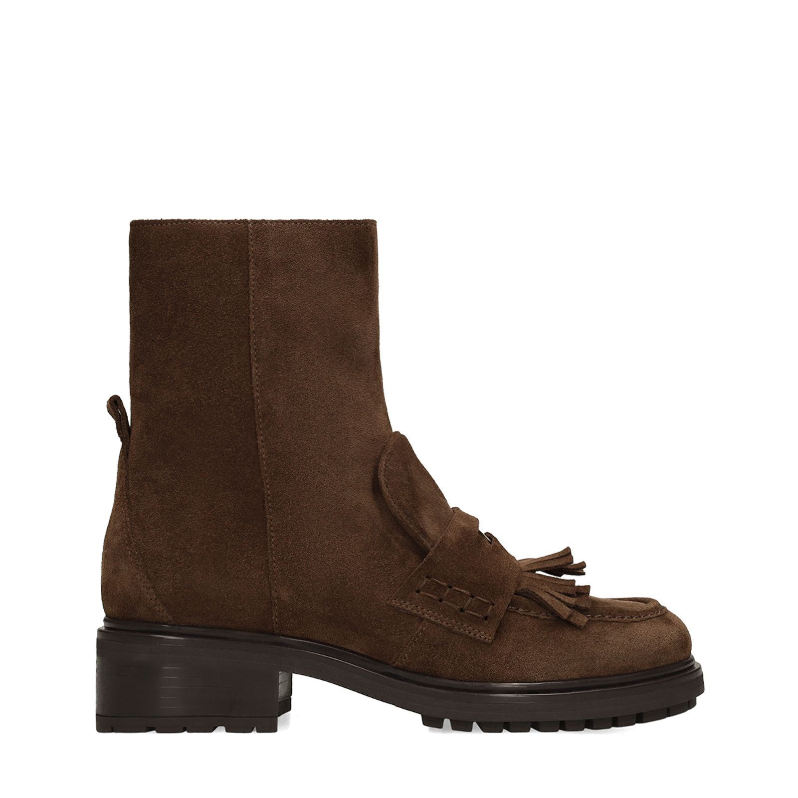 Dunkelbraune Veloursleder-Stiefeletten