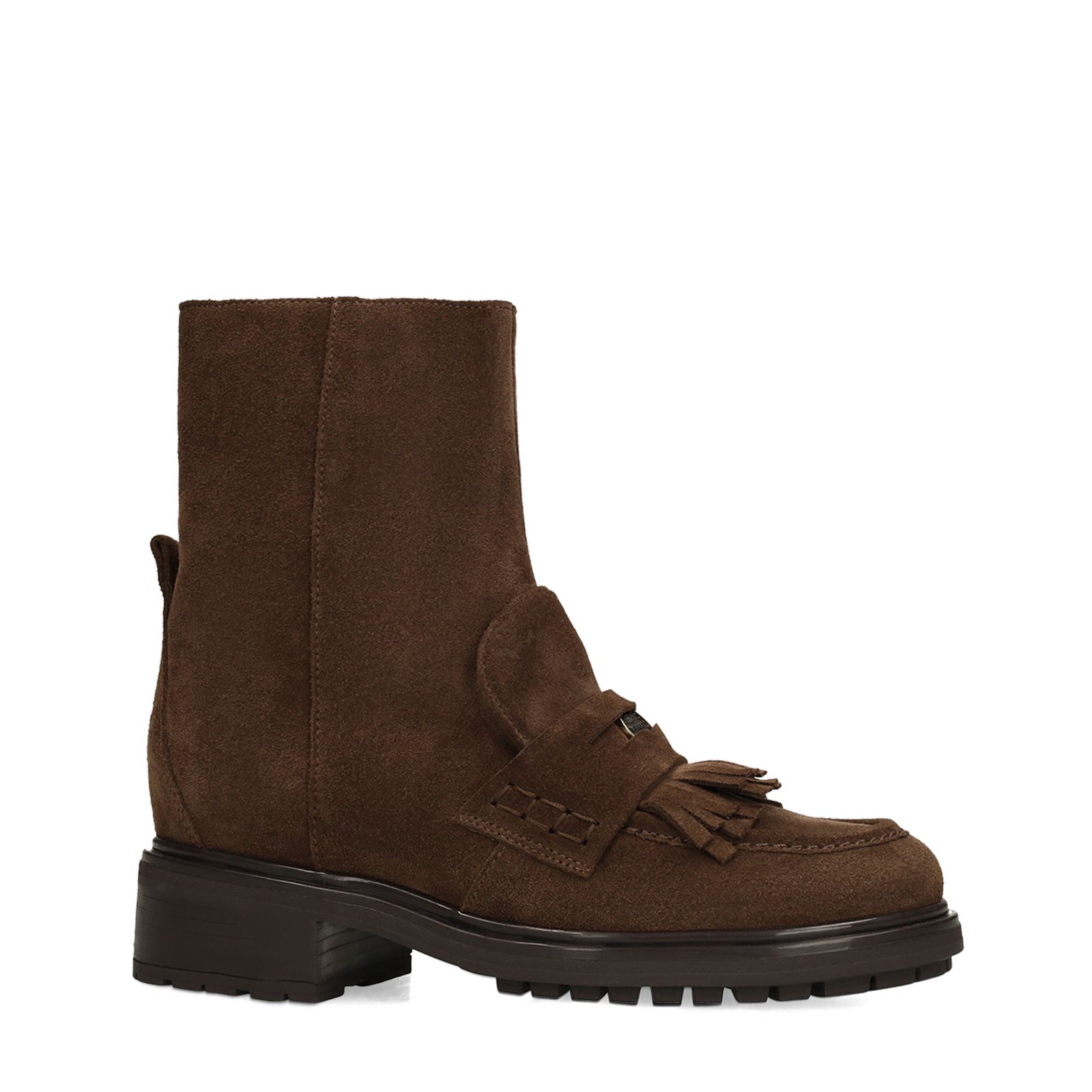 Dunkelbraune Veloursleder-Stiefeletten