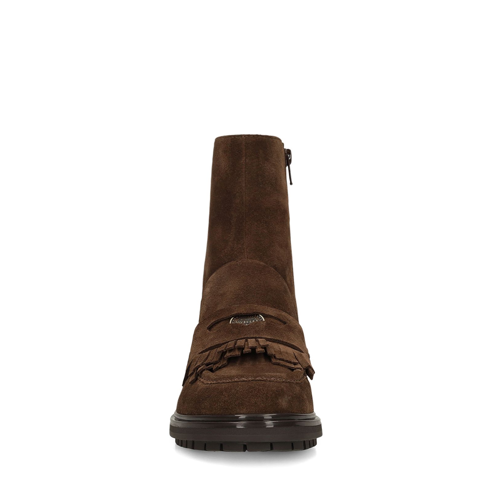 Dunkelbraune Veloursleder-Stiefeletten