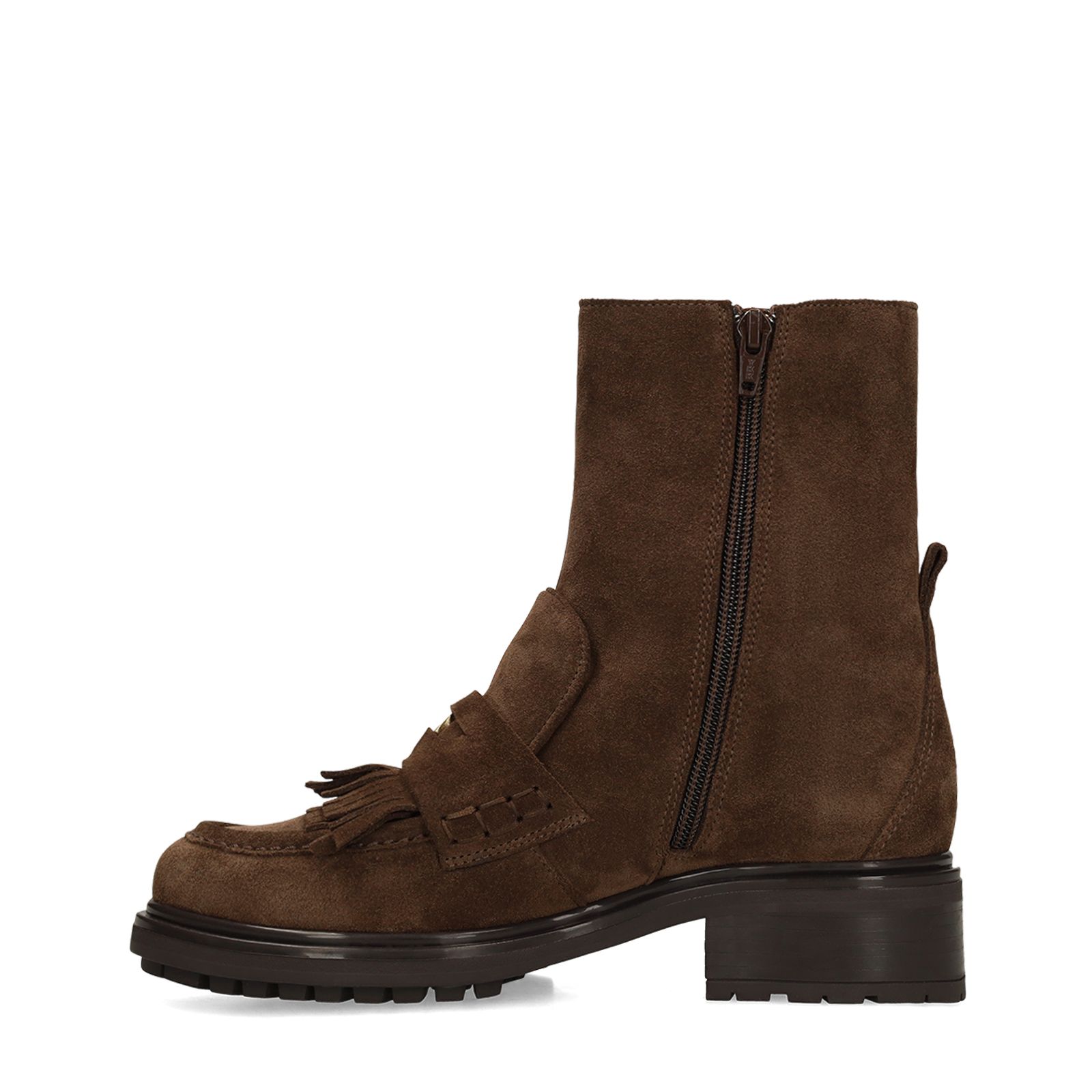 Dunkelbraune Veloursleder-Stiefeletten