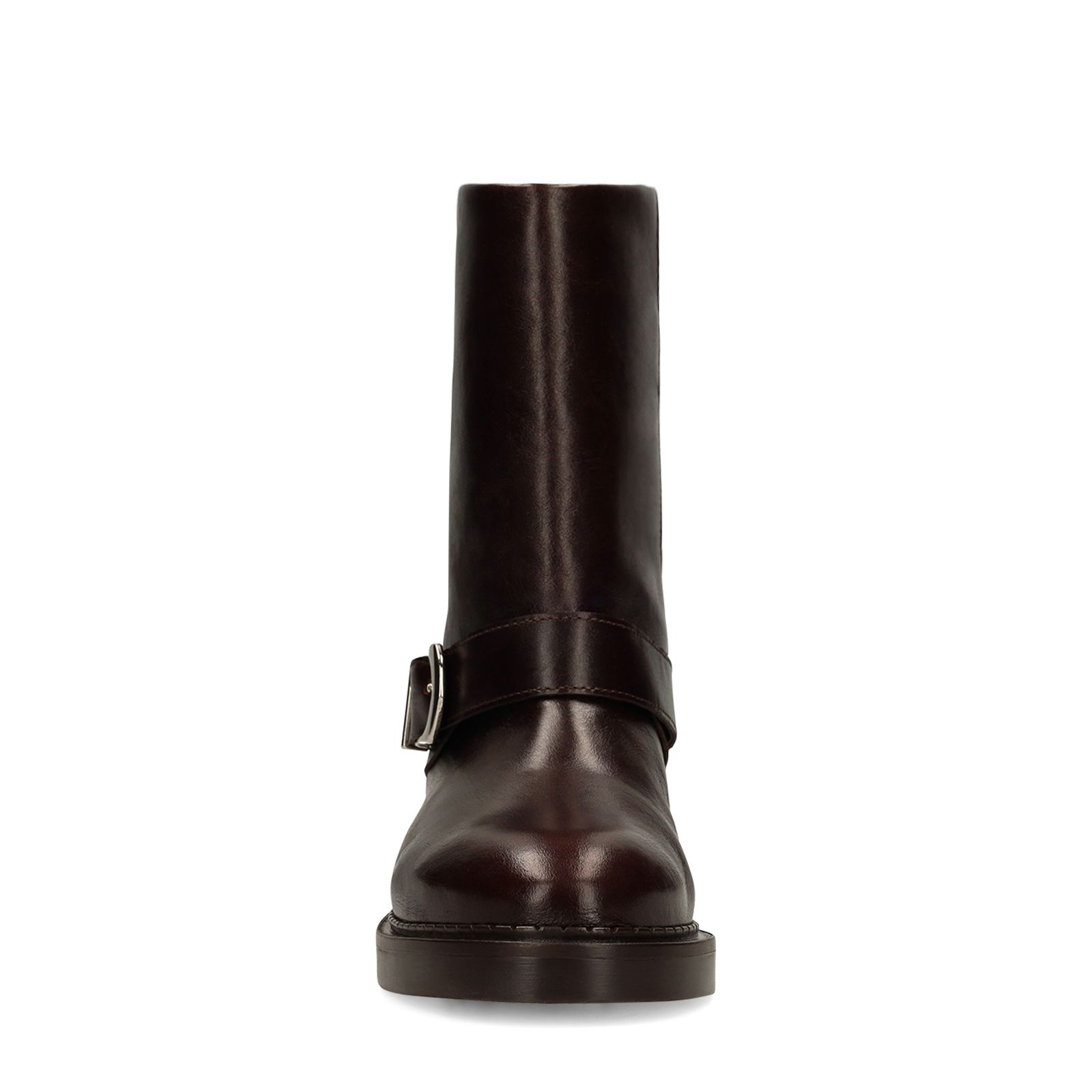 Dunkelbraune Lederstiefeletten mit Umschlag