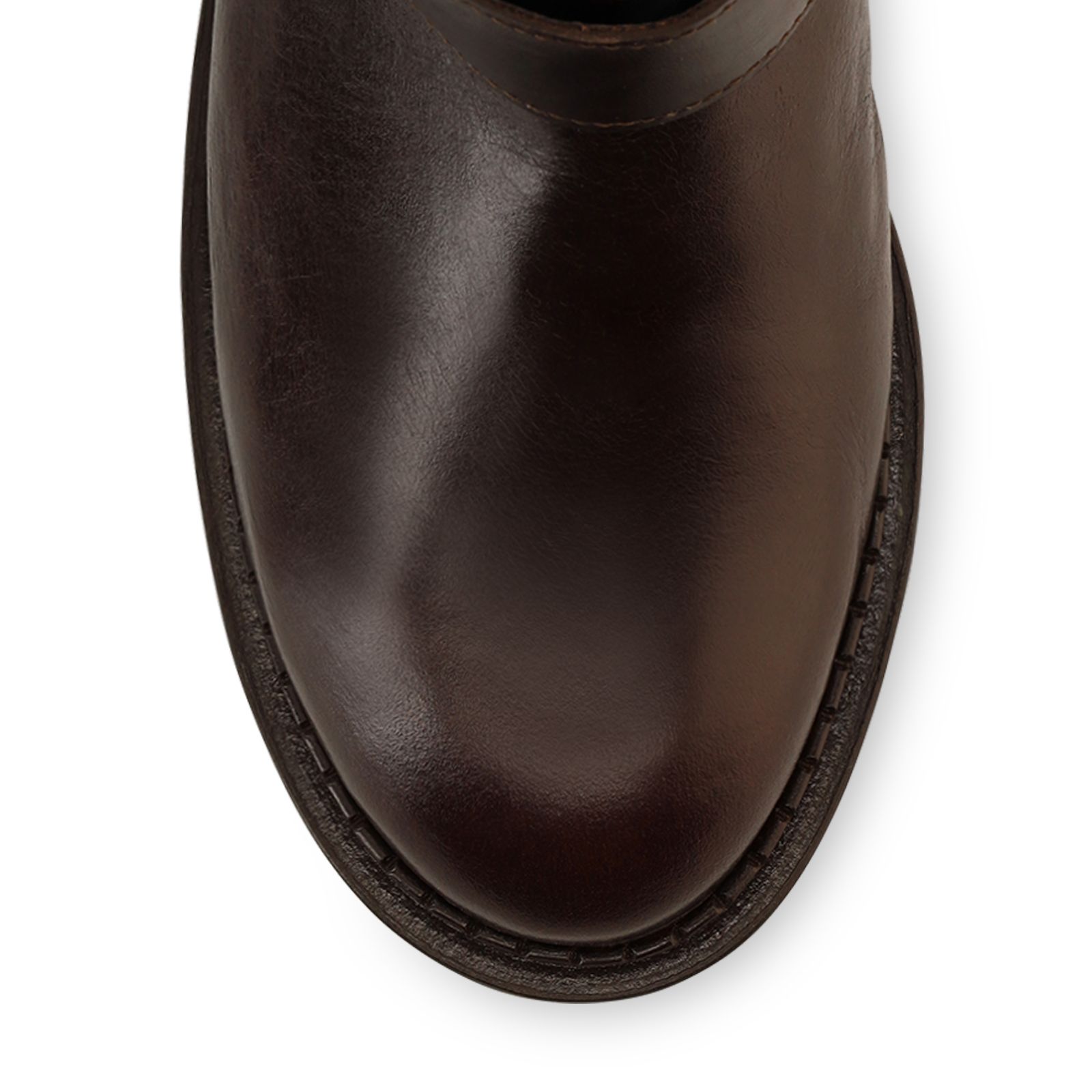 Dunkelbraune Lederstiefeletten mit Umschlag