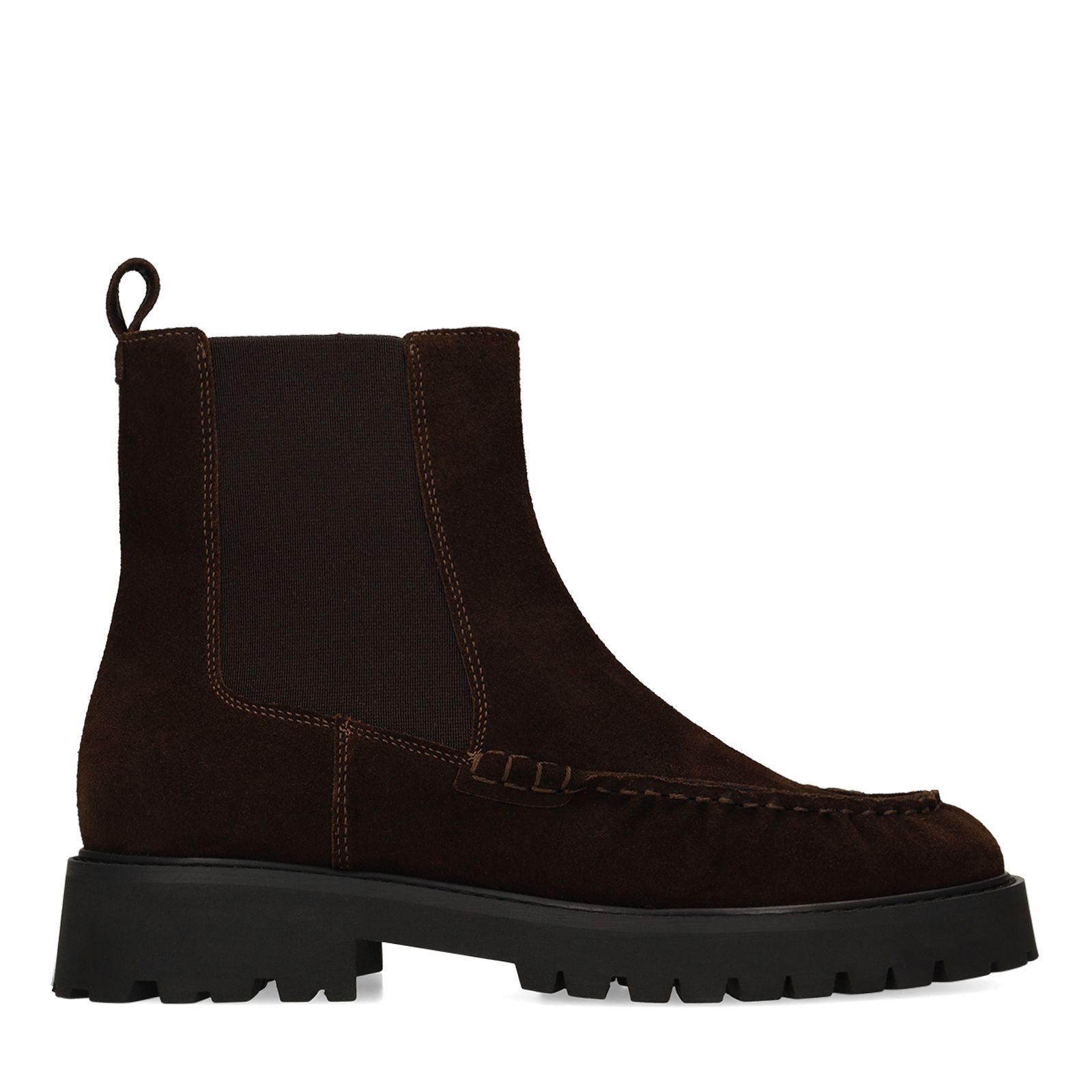 Dunkelbraune Chelsea Boots aus Veloursleder
