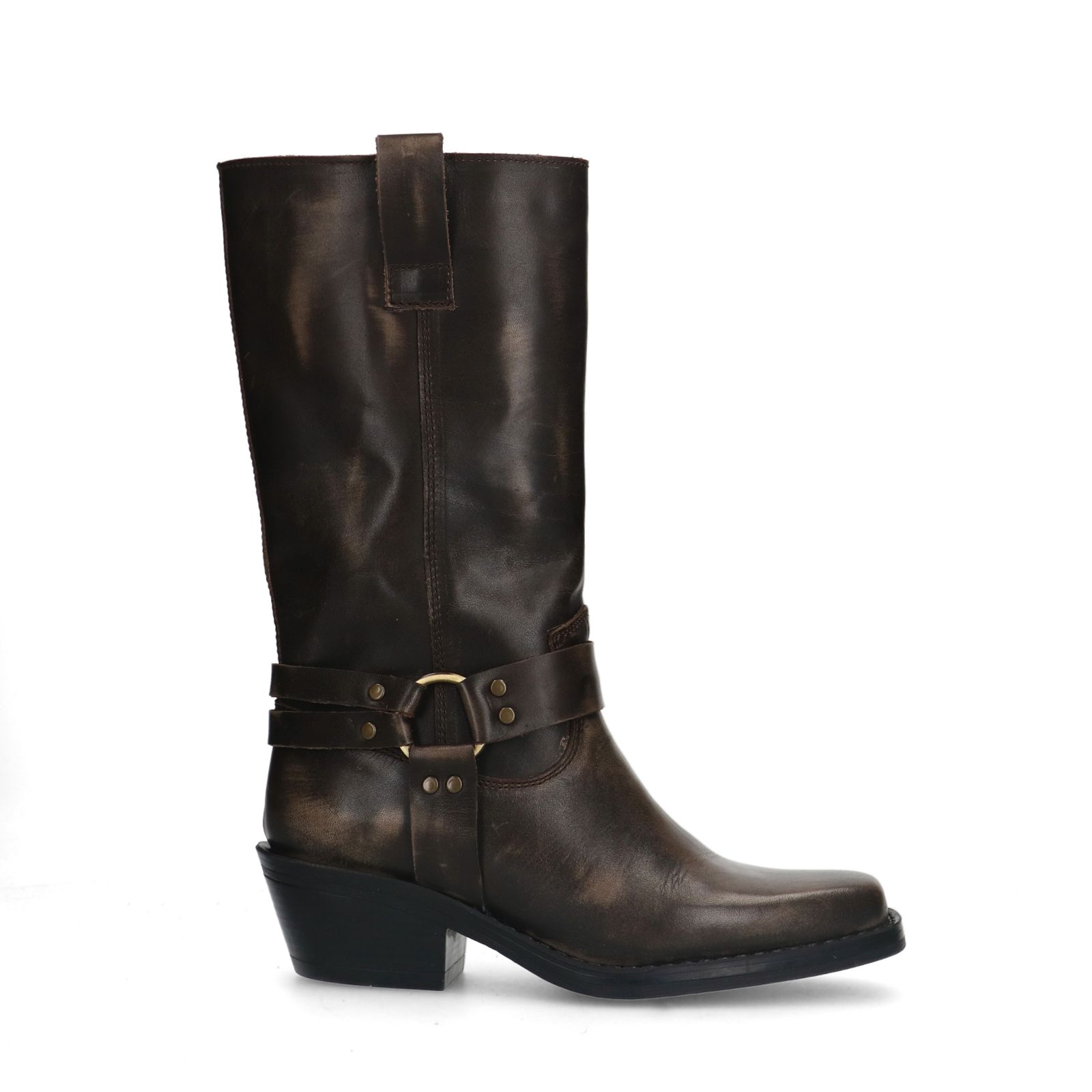 Bruine leren biker boots