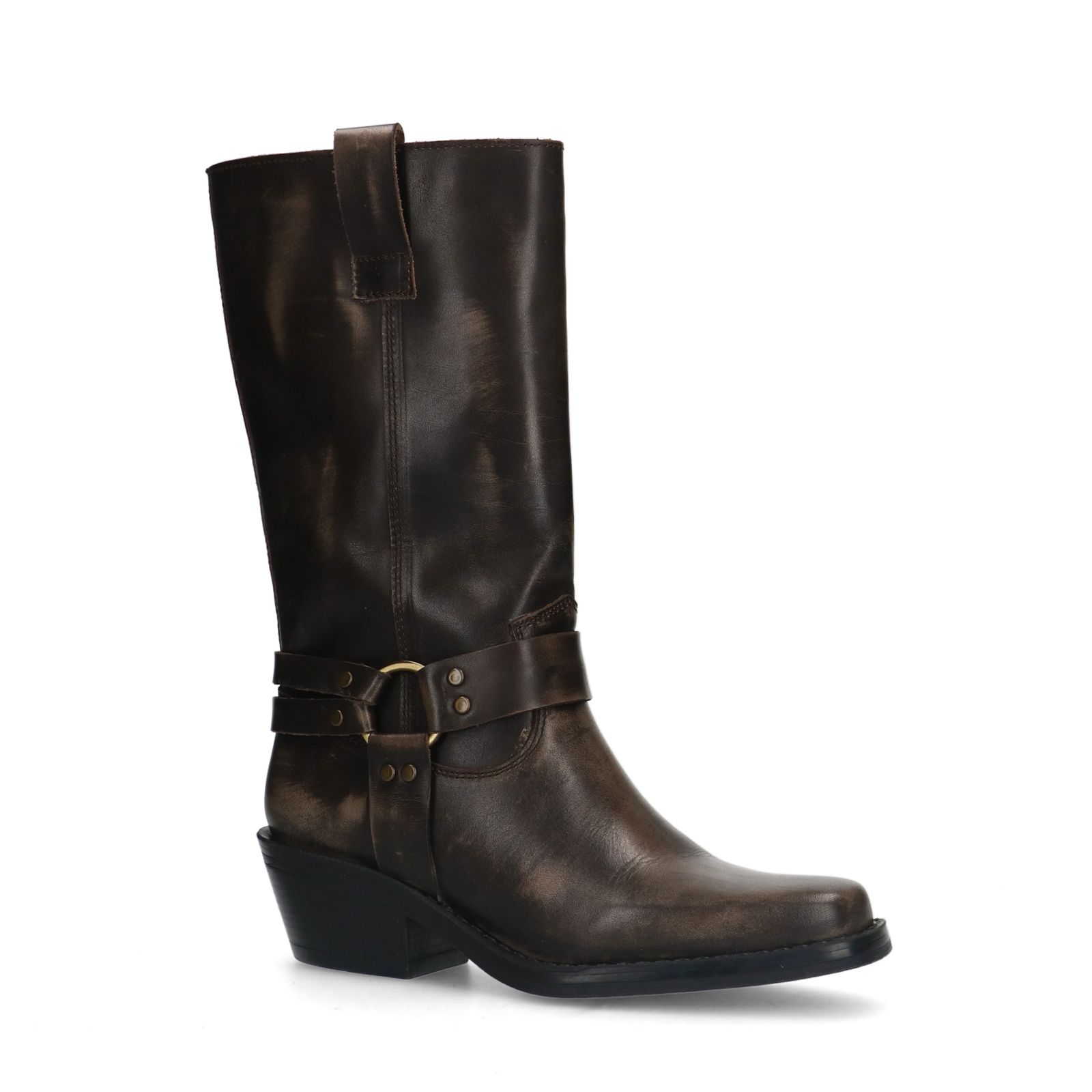 Bruine leren biker boots