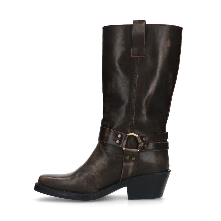 Bruine leren biker boots