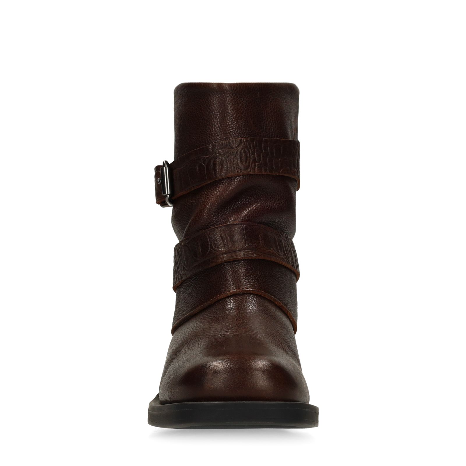 Dunkelbraune Buckle Boots aus Leder
