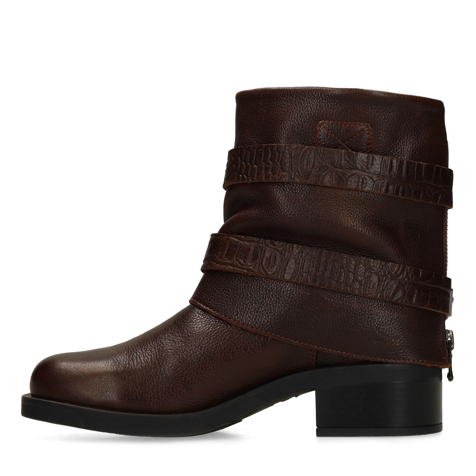 Dunkelbraune Buckle Boots aus Leder